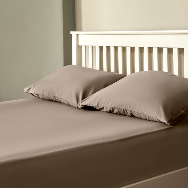 The Willow Manor 100% Cotton Percale Double Fitted Sheet - Mole