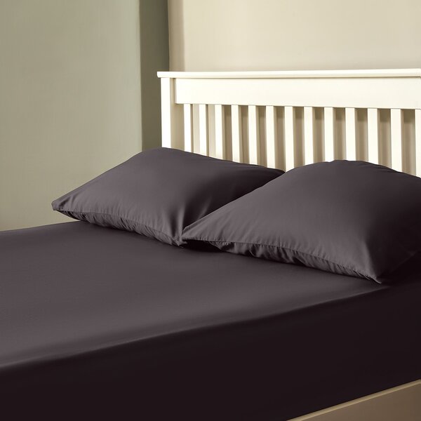 The Willow Manor 100% Cotton Percale Double Fitted Sheet - Graphite