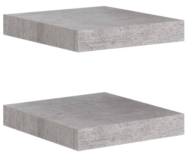 Floating Wall Shelves 2 pcs Concrete Grey 23x23.5x3.8 cm MDF