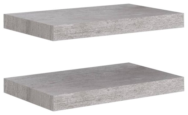 Floating Wall Shelves 2 pcs Concrete Grey 40x23x3.8 cm MDF