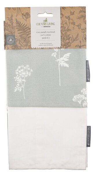 Country Living Tea Towel Woven Cow Parsley Print - 2 Pack
