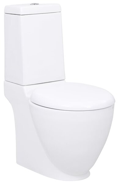 WC Ceramic Toilet Bathroom Round Toilet Bottom Water Flow White