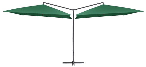 Double Parasol with Steel Pole 250x250 cm Green