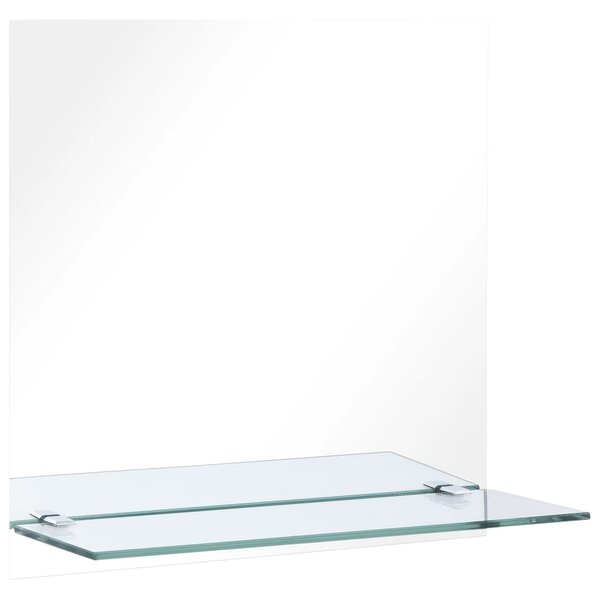 Wall Mirror with Shelf 50x50 cm Tempered Glass