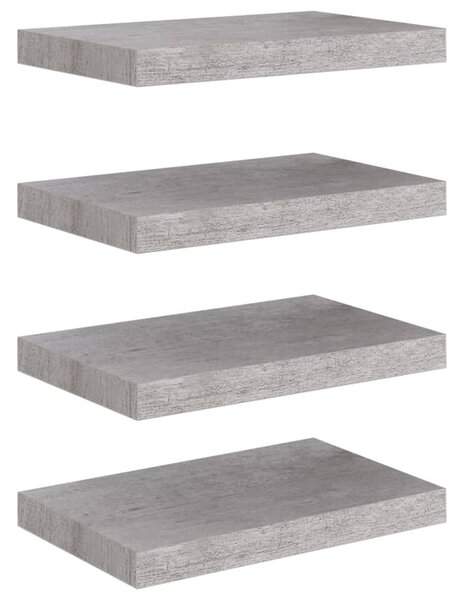 Floating Wall Shelves 4 pcs Concrete Grey 40x23x3.8 cm MDF