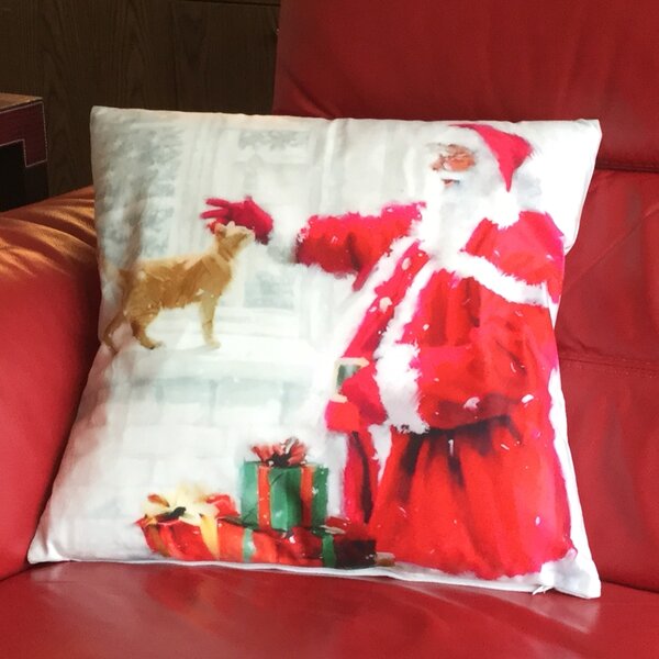 Christmas Cat Filled Cushion 18x18 Multi