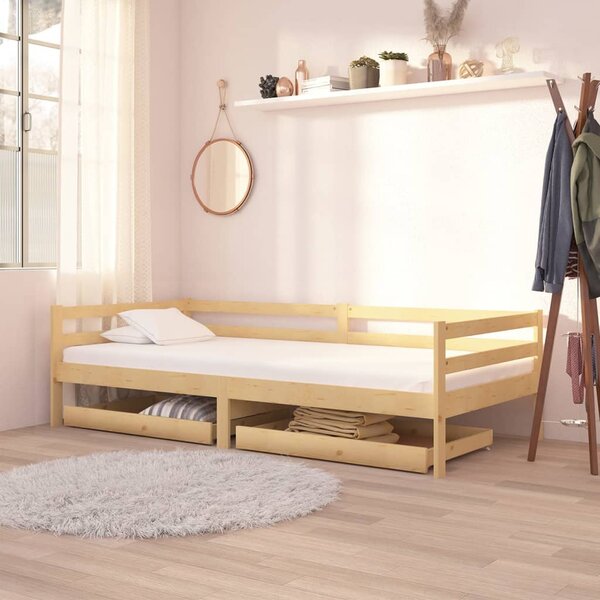 Day Bed Drawers 2 pcs Solid Pinewood