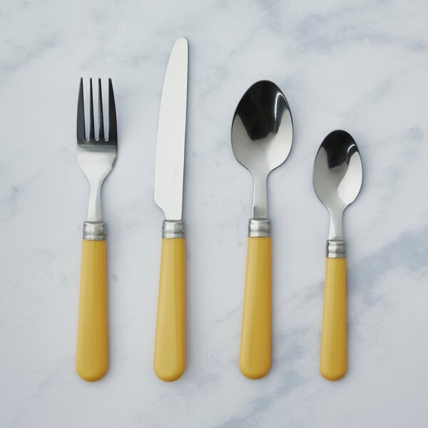 Yellow 16 Piece Cutlery Set Yellow/Silver