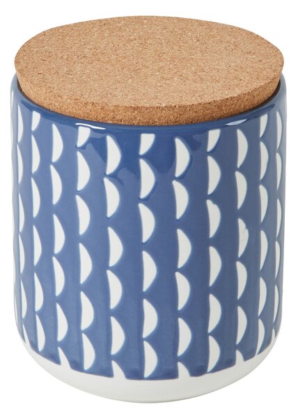 Navy Blue Coastal Waves Kitchen Canister Blue, White and Brown