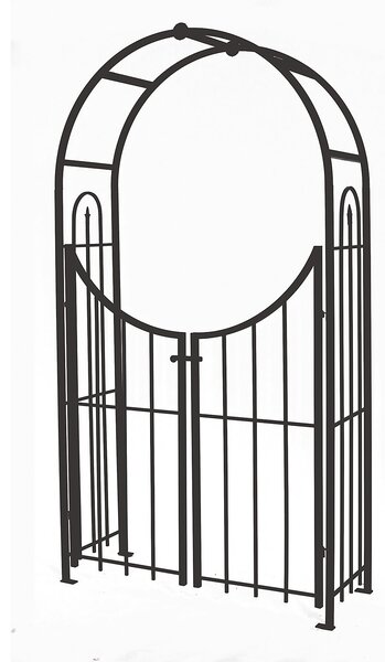 Panacea Arched Top Garden Steel Arch with Gate - Black