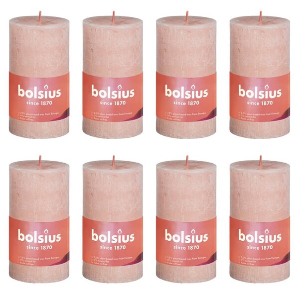 Bolsius Rustic Pillar Candles Shine 8 pcs 100x50 mm Misty Pink