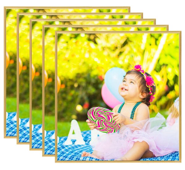 Photo Frames Collage 5 pcs for Wall or Table Gold 20x20 cm MDF