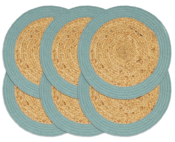 Placemats 6 pcs Natural and Green 38 cm Jute and Cotton