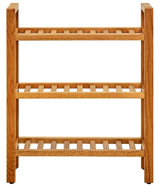 Shoe Rack with 3 Shelves 50x27x60 cm Solid Oak Wood