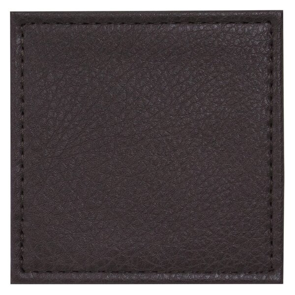 Set of 4 Faux Vintage Leather Coasters Brown