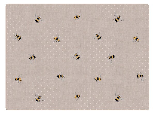 Set of 4 Bee Placemats Yellow, Black and White