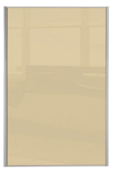 Loft Sliding Wardrobe Door Cream Glass with Silver Frame (W)914mm