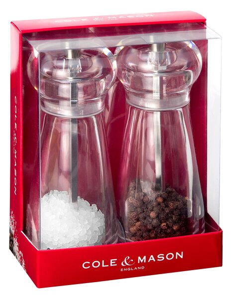 Set of 2 Cole & Mason Lancing Salt & Pepper Mills Clear