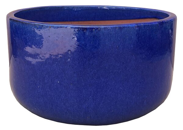 Demi Glazed Cylinder Blue Plant Pot - 24cm