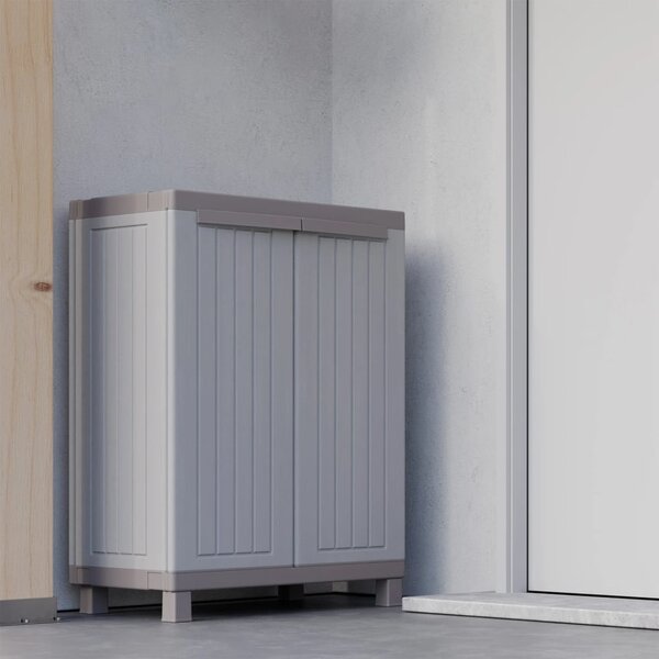 Storage Cabinet with 2 Doors 68x39x91.5 cm Light Grey and Beige