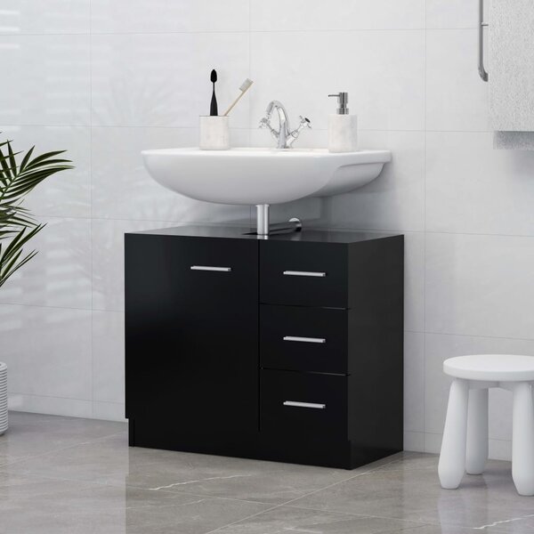 Sink Cabinet Black 63x30x54 cm Engineered Wood