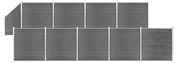 WPC Fence Set 9 Square + 1 Slanted 1657x186 cm Grey