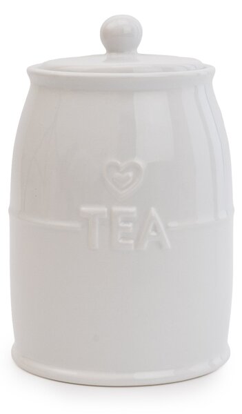 White Hearts Tea Canister White