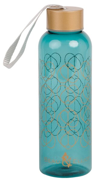 Beau and Elliot Teal 500ml Drinks Bottle with Carry Handle Blue, Gold and Black