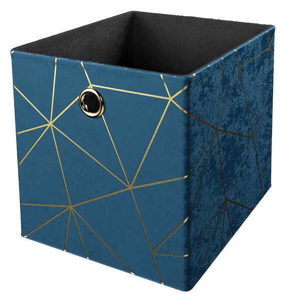 Clever Cube Velvet Geometric Insert - Smokey Blue & Gold