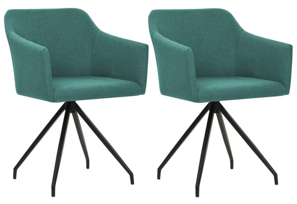 Swivel Dining Chairs 2 pcs Green Fabric