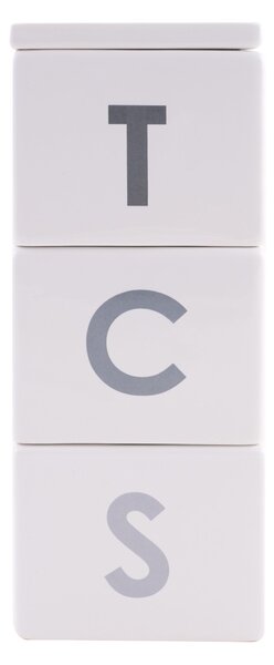 Set of 3 Elements Stacking Canisters White