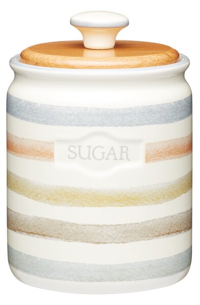 KitchenCraft Ceramic Sugar Canister Blue, Brown and White