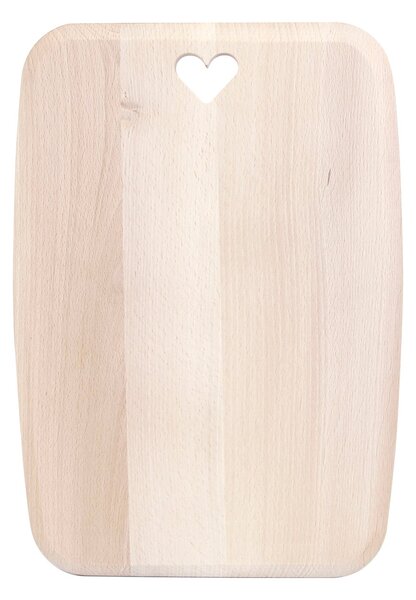 T&G Rectangular Beech Wood Board with Heart Detailing Brown