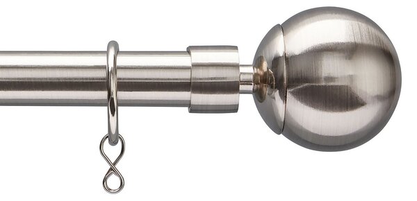 Extendable Ball Finial Curtain Pole - Satin Steel - 1.2-2.1m (16/19mm)