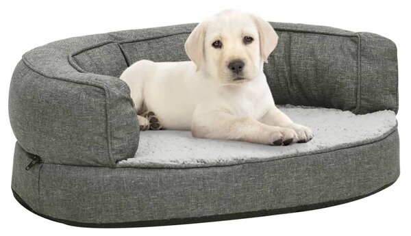 Ergonomic Dog Bed Mattress 60x42 cm Linen Look Fleece Grey