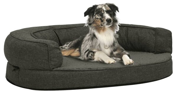 Ergonomic Dog Bed Mattress 90x64 cm Linen Look Fleece Dark Grey