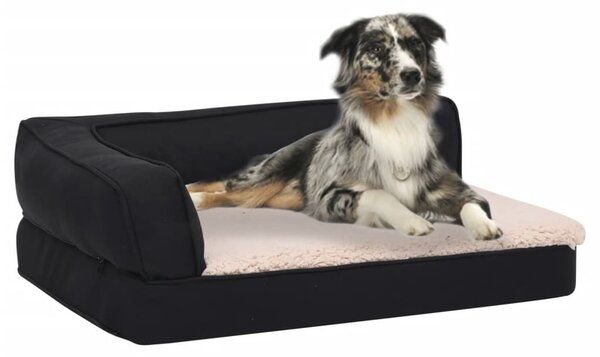 Ergonomic Dog Bed Mattress 60x42 cm Linen Look Fleece Black