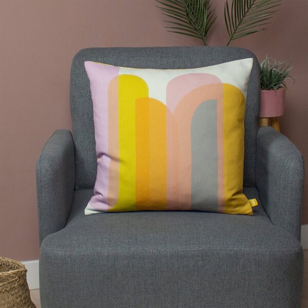 Cotton Cushion Yellow/Pink/White