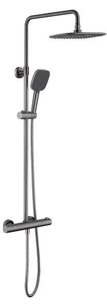 Hunsdon Thermostatic Valve, Square Overhead and Hand Shower Gun Metal