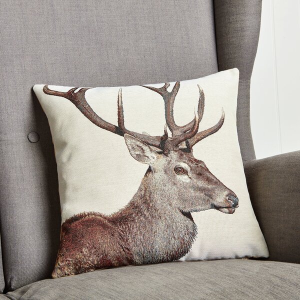 Tapestry Stag Cushion Beige