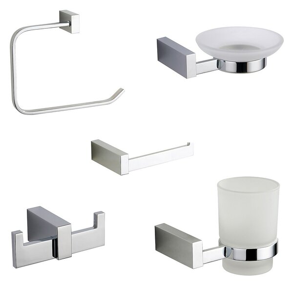 Bathstore Square 5 Piece Wall Mounted Bathroom Accessories Set