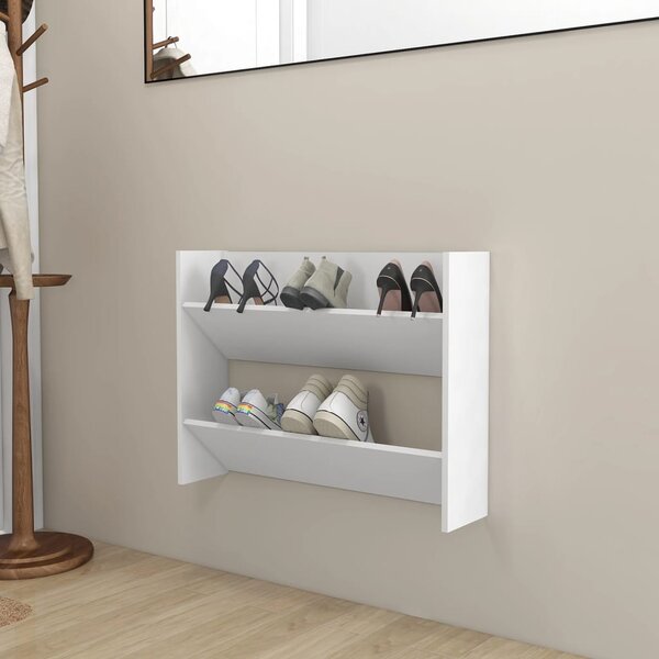 Wall Shoe Cabinet White 80x18x60 cm Engineered Wood