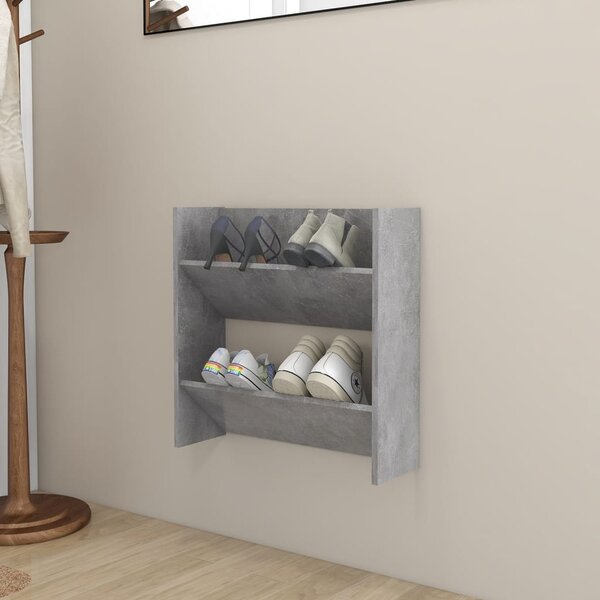 Wall Shoe Cabinet Concrete Grey 60x18x60 cm Engineered Wood