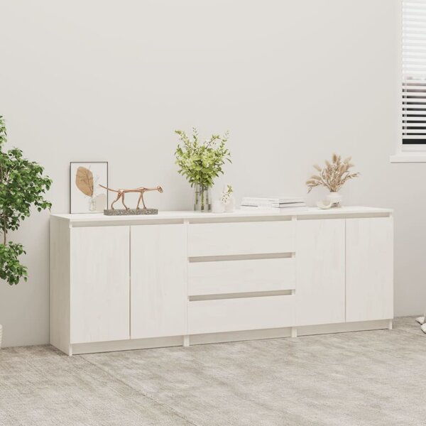 Side Cabinet White 180x36x65 cm Solid Pinewood
