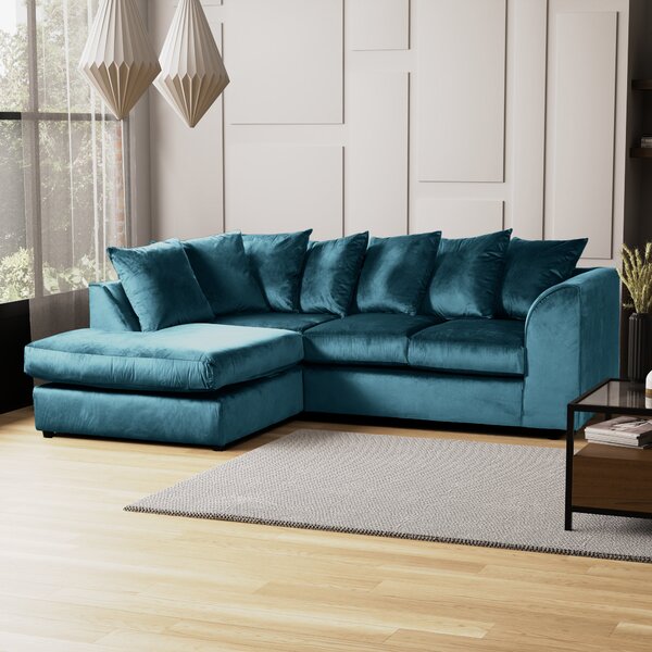 Blake Soft Velvet Corner Sofa Blue
