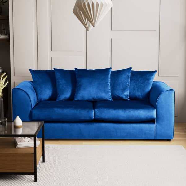 Blake 3 Seater Soft Velvet Sofa Blue