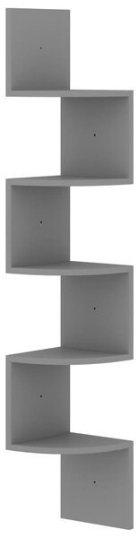 Wall Corner Shelf Grey 19x19x123 cm Engineered Wood