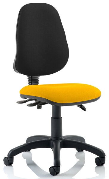 Lunar 3 Lever Two Tone Fabric Operator Chair (No Arms), Senna Yellow