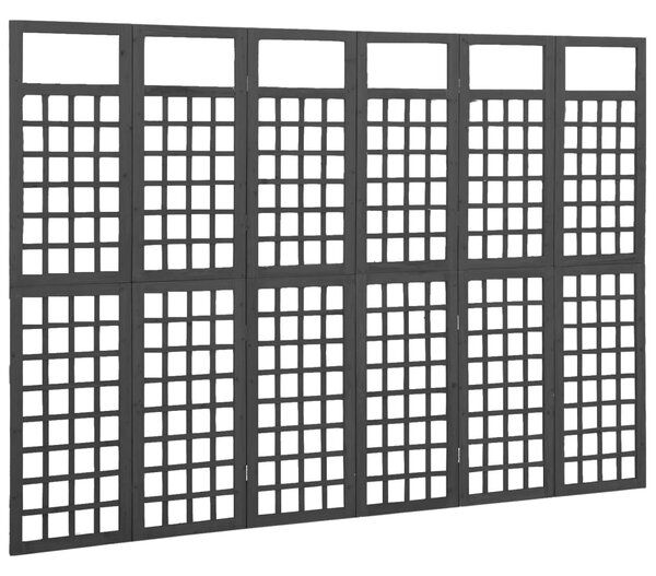 6-Panel Room Divider/Trellis Solid Fir Wood Black 242.5x180 cm