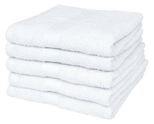 Home Hand Towel Set 5 pcs Cotton 500 gsm 50x100 cm White